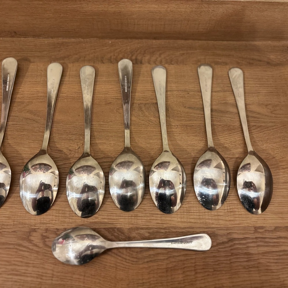 Cambridge FELICITY Frosted & Glossy (7) Soup Tablespoons And (1) Teaspoon - Picture 3 of 8